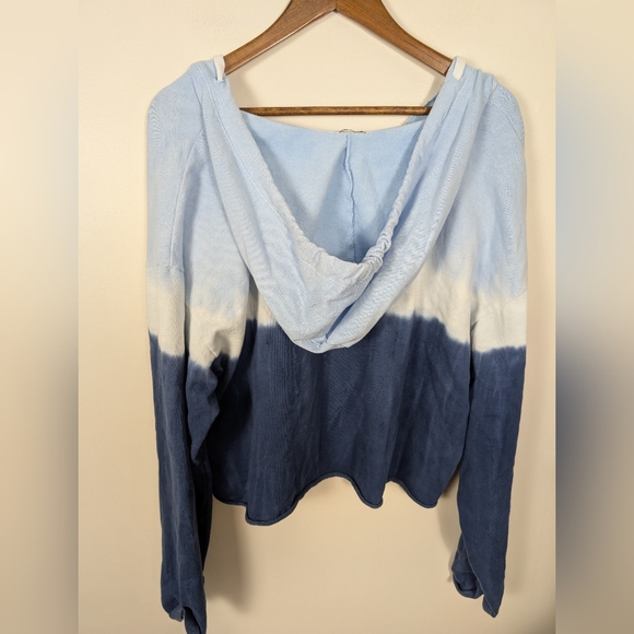 GAP Blue Tie Dye Crop Boho Cotton Hoodie Pullover Sweatshirt - Picture 6 of 8